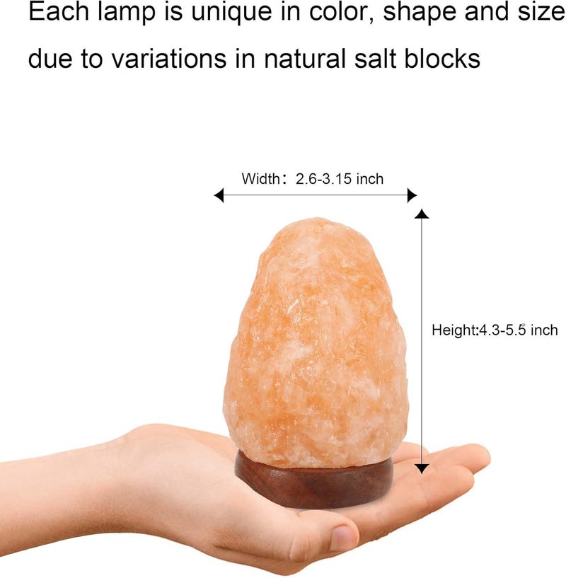 Wrcevtor Natural Salt Rock Night Lamp with 7 Colors Changing, Mini Small Crystal Salt Lamp for Home Decor and Gift - Natural Shaped, Premium Wood Base - Image 3